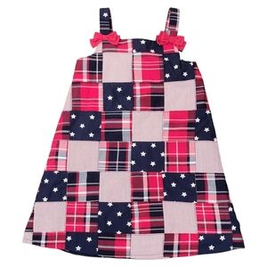 Gymboree 4th of July Red White Blue Patchwork Girl's Shift Dress Size 5T NWT